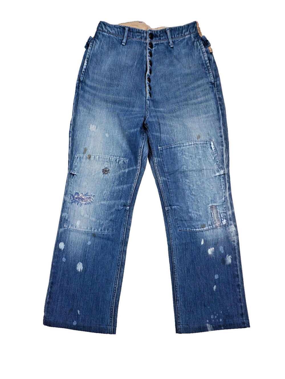 Kapital Double Knee Denim Jeans Size 0 XS Womens Sarouel Distressed Patch Japan